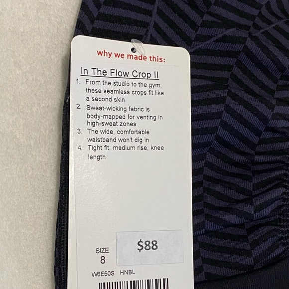 🎉HP🎉NWT Lululemon In The Flow Crop Blue Chevron - Picture 7 of 8